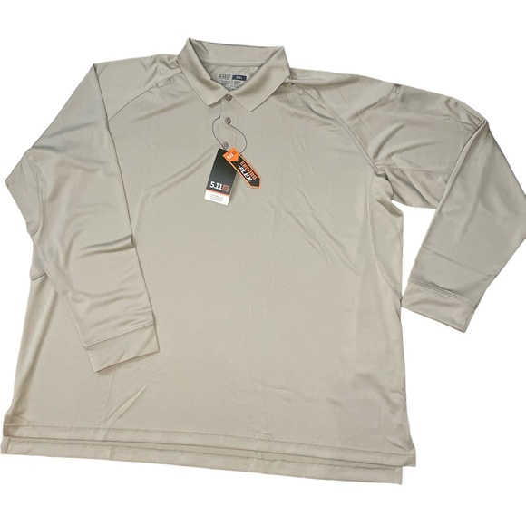 5.11‎ Tactical Beige Men’s Collard Long Sleeve Shirt Size 3XL NWTS Performance - Picture 1 of 11